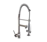 JYMALISA Kitchen Mixer Tap Brushed Kitchen Faucet Pull-Out Telescopic Sink Dish Faucet Double Water Outlet Hot and Cold