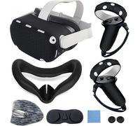 JYMEGOVR for Oculus Quest 2 Controller Silicone Cover, Protective Case Set Accessories for Meta VR, Multi Colors Soft Shell Skin (Black)