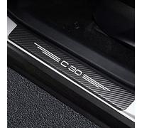 JYMLOV 4 pcs Car Door Sill Protector Strips for VO-LVO C30, Anti-Scratch Carbon Fiber Auto Threshold Kick Plates Pedal Sticker Styling Decoration Accessory,White