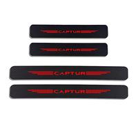 JYMLOV 4pcs Car Door Sill Protector Kick Plates for Ren-ault CAPTUR, Carbon Fiber Accessories Scuff Guard Threshold Cover Pedal, Trim Non-Slip,Red