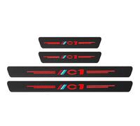 JYMLOV 4pcs Car Door Sill Protector Strips Carbon Fiber Threshold Protective Film Kick Plate Cover Sticker for Citr-oen C1 C2 C3 C4 Car Accessories,C1 Red