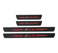 JYMLOV 4pcs Car Door Sill Protector Strips Carbon Fiber Threshold Protective Film Kick Plate Cover Sticker for Citr-oen C1 C2 C3 C4 Car Accessories,C4 Red