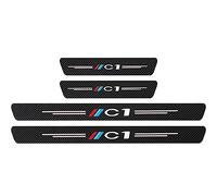 JYMLOV 4pcs Car Door Sill Protector Strips Carbon Fiber Threshold Protective Film Kick Plate Cover Sticker for Citr-oen C1 C2 C3 C4 Car Accessories,C1 White