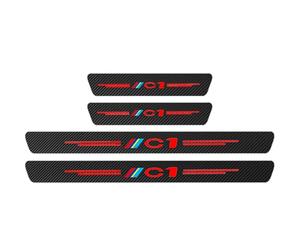 JYMLOV 4pcs Car Door Sill Protector Strips Carbon Fiber Threshold Protective Film Kick Plate Cover Sticker for Citr-oen C1 C2 C3 C4 Car Accessories,C1 Red