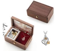JYmusic Natural Solid Wood Clockwork Music Box Jewelry Box Ornament Box Anniversary Photo Frame Gifts for Birthday Valentine's Day Wedding Christmas Anniversary(Walnut Wood； Tune: You are my Sunshine)