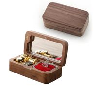 JYmusic You are My Sunshine Wooden Jewelry Wind Up Music Box with Sunflower Necklace Adjustable Anxiety Necklace Gift for Female Girlfriend Mom Daughter Wife