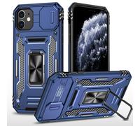 JYNCHDZ for iPhone 11 Case with Ring Stand Slide Camera Cover Military Grade Protection Hard PC Shell Soft TPU Bumper Shockproof Protective Armour Case for iPhone 11, Dark Blue