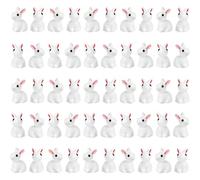 JynkChrenzic Easter Mini Rabbit Figurines 60pcs Small White Resin Bunny Statues,Cute Rabbit Miniatures for Easter Egg Hunt,DIY Crafts,Garden Decoration,Tiny Desktop Ornaments for Home Office (A)