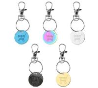 JynkChrenzic Shopping Trolley Token Keychain 5 Pcs Titanium Steel Shopping Cart Coin with Keyring Lobster Clasp Multi Color Trolley Token Supermarket Locker Use Practical Gift for Shoppers
