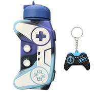 JynkChrenzic Water Bottle & Keychain Gift,Game Drinking Bottle,600ml Water Bottles Silicone for School Leakproof Reusable BPA Free for Girls and Boys Drinks (Blue)