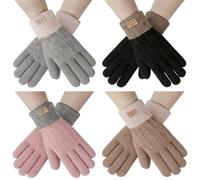 JynkChrenzic Women's Fingerless Gloves 4 Pairs - Thermal Knit Half Finger Gloves for Driving, Typing, Cycling | Warm Winter Stretchable Mittens (B)