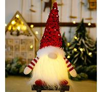 JYNKID Light Up Christmas Gonks Decorations - Handmade Christmas Gonks Glittery Swedish Santa Gnome Crafts with Light Hat - Gnomes Elf Tree Christmas Holiday Indoor Ornaments (Red)
