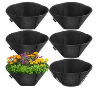 JYNTERPLAY 6Pcs Hanging Fabric Planter Basket Liner 16 Inches/40cm Flower Pot Fiber Inserts for Garden Flower Pot Window Box Plant Flowers Vegetables Round