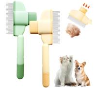 JYNVO 2 Pcs Cat Comb,Self Cleaning Pet Flea Comb, Pet Grooming Brush, with Button for Quick Cleaning of Stray Hair