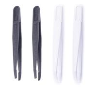 JYNVO 4 Pcs Plastic Tweezers, Black Carbon Fiber Tweezers, Powder Free, Heat Resistant and Antistatic Tweezers, Suitable for Grabbing Electronic Components