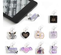 JYNVO 9 Pcs Kindle Dark Style Funny Anti Dust Plugs, USB C Anhänger Dust Cap, Kindle Accessories for Women Readers, Suitable for Multiple Devices with Type-C Port