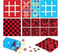 JYNVO Mini Felt Three Stripe Game, Checkers Board Game, 4 Pieces, Portable for Travel & Meetings, Educational Game for Children and Family