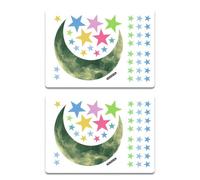 JYNVO Pack of 2 Luminous Stars & Moon Stickers for Ceiling, Fluorescent Stars Stickers for Children's Room, Bright Stars Colourful Decorative Stickers, Shiny Stickers