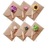 JYNXOR 6 Pcs Biglietto Di Auguri Cartolina Buste, Retrò Busta Letter Kraft Invito, Retro Letter Kraft Fiori Secchi Confezione da Biglietto Auguri Compleanno con Fiori, per Matrimonio Compleanno Natale