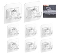 JYNXOR 8 Pieces Curtain Hooks Without Holes, Self-Adhesive Curtain Rod Bracket, Transparent Curtain Hooks Adhesive Hooks Without Hole, Suitable for Smooth Walls, Bathrooms, Kitchens, Self Adhesive