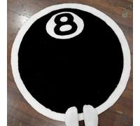 JynxtoyZeal Billiards Carpet,Round Billiard Black Eight Rug, Bath Mat Billiards Children's Room,Eight Ball Anti Cashmere Rug, Children's Bedroom Chair Bath Mat (60 x 60 cm)