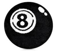 JynxtoyZeal Billiards Carpet,Round Billiard Black Eight Rug, Bath Mat Billiards Children's Room,Eight Ball Anti Cashmere Rug, Children's Bedroom Chair Bath Mat (60 x 60 cm)