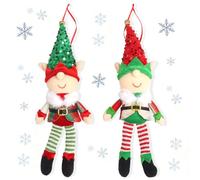 JynxtoyZeal Cartoon Elf Doll Christmas Decorations Boy Girl Elfs Figures Christmas Elf Accessories Christmas Tree Decoration,2pcs,13.38Inch