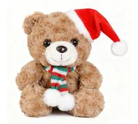 JynxtoyZeal Christmas Teddy Bear Doll 9.84in Cute Brown Christmas Stuffed Animal Bear Plush Xmas Soft Plush for Adult Teenager Gifts Cuddly Toy