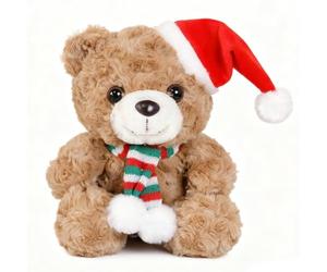 JynxtoyZeal Christmas Teddy Bear Doll 9.84in Cute Brown Christmas Stuffed Animal Bear Plush Xmas Soft Plush for Adult Teenager Gifts Cuddly Toy
