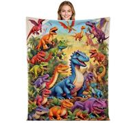 JynxtoyZeal Dinosaur Blanket Throw,Fluffy Cozy flannel Blanket,Vibrant Colors Cute Design, Soft Warm Throw Blanket for Couch Bed Travel Home Bedroom Living Room,100× 150cm