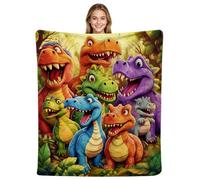 JynxtoyZeal Dinosaur Blanket Throw,Fluffy Cozy flannel Blanket,Vibrant Colors Cute Design, Soft Warm Throw Blanket for Couch Bed Travel Home Bedroom Living Room,100× 150cm