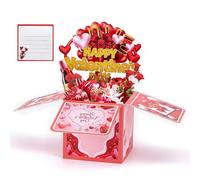JynxtoyZeal Happy Valentine's Day Card 3D Love 3D Happy Valentine's Day Pop Up Card with Envelope for Her Him Girlfriend Boyfriend Wife Husband Romantic Wedding Gifts