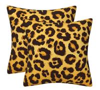 JynxtoyZeal Leopard Throw Pillow Cover 2 pcs Cheetah Print Pillow Case,Square Cushion Covers, for Home Couch Bed Sofa(45×45cm