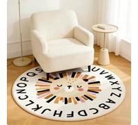 JynxtoyZeal Lion-Themed Rug Round Non-Slip Rug Soft Cosy Rugs Printed Faux Wool Rugs Tight Edging Non-Slip Dots on Bottom Ideal for Use in the Living Room, Nursery, Bedroom, Study, Playroom and More