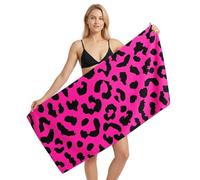 JynxtoyZeal Pink Leopard Print Microfibre Beach Towel,Quick Dry Towel,Absorbent Lightweight Sand Free Towel for Travel, Swimming, Camping, Holiday and Beach Use(90x180cm)