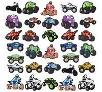 JynxtoyZeal Shoe Decoration Charms Car 32 Pcs Cute Car Charms Durable Waterproof Cars Shoe Charm Bracelet Wristband Accessories Birthday Party Gifts for Teens Boys Girls