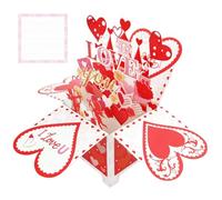 JynxtoyZeal Valentine's Day Card Romantic Valentines Greeting Card for Her 3D Pop Up Love you Holiday Card for Mom Women Wife Roses Valentine's Day Boxed with Envelope