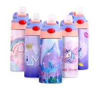 JYPS 360ML Kids Insulated Water Bottle,Unicorn Water Bottle for Girls,Cute Toddler Water Bottle,Leak-Proof,BPA-Free,Double Wall Stainless Steel Water Bottle with Straw, Metal Bottle Keep Hot Cold