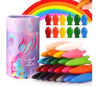 JYPS Crayons for Toddlers, 36 PCS Rockets Non-Toxic Washable Crayons for Kids, with Pen Holder, Mermaids Drawing Coloring Crayon Set, Art Supplies Toys Gift for Girls/Boys, Back to School