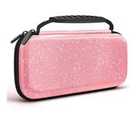 JYPS Glitter Carrying Case for Switch & OLED, Pink Hard Travel Case Shell Pouch for Switch Console & Accessories,Protective Case Compatible with Nintendo for Girls Gifts(Pink)