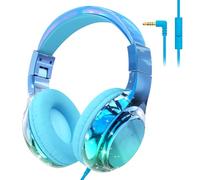 JYPS Kids Headphones, Metallic Look, with 85/94dB Volume Limiter, Sharing Function, Foldable Childrens Headphones Wired for Boys Girls with Mic,Toddler Headset Age 2+ for iPad/Fire Tablet (blue)