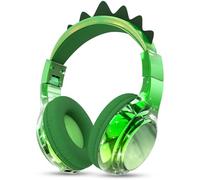 JYPS Kids Headphones Wireless, Cute Metallic Look, Bluetooth 5.3, Safe Volume 74/85/94dBA, 40H Play Time, Stereo Sound, Type-C Over Ear Toddler Headphones for Kids iPad/Kindle/Tablet (dinosaur, green)