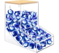 JYPS Laundry Pods Container, Acrylic Candy Dispenser with 2 Lid, Stand or Wall Moun Laundry Detergent Storage, Multi-Functional Laundry Storage Dispenser for Laundry Room,Kitchen, Coffee Pod/Capsules