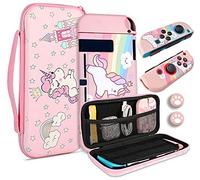 JYPS Unicorn Carrying Case Cover Kit for Nintendo Switch, Bundle with Handle for Console Accessories, Hard Shell Pouch Switch Protective Case, Portable Travel Bag for Gift Kids/Girl(Pink)