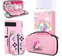 JYPS Unicorn Carrying Case Cover Kit for Nintendo Switch, Hard Shell Bundle with Handle for Console Accessories, Portable Protection Travel Bag Compatible with Nintendo Switch for Girls Gift(Pink)