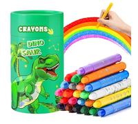 JYPS Washable Crayons for Kids, 24 Colors Silky Crayons Set with Dinosaurs Pen Holder, Non-Toxic Safe for Toddlers, Art Supplies Coloring Set for Children, Easter Gifts for 4-12 Girls/Boys
