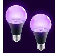 JYQOQH 2 Pack Black Light Bulb, 12W UV Light Bulb with E27 Base, Glow in The Dark Blacklight Bulb, UV Bulb for Home Party Halloween Glow Party DJ Fluorescent Decor Body Paint