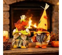 JYQOQH Set of 2 Autumn Gonk Decorations, Fall Harvest Gnomes for Home Decor, Maple Leaf Gnome Handmade Thanksgiving Decor, Fall Gnomes Decor for Tabletop Displays and Seasonal Collections Gifts