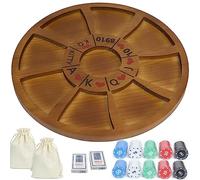 Jyquorp 20 inches Michigan Rummy Game Deluxe Set Perfect Blend of A Royal Game of Hearts Rummy Poker Wooden Tripoley Board Game Betting Bluffing Game Classical Family Card Game for Adults 200 Chips…