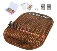 Jyquorp Horse Race Board Game Racing Game Thickened Solid Wood with 11 Luxurious Durable Classic Metal Horses with 4 Dice and 2 Boxes of Cards Horse Racing Game (Rustic Brown)